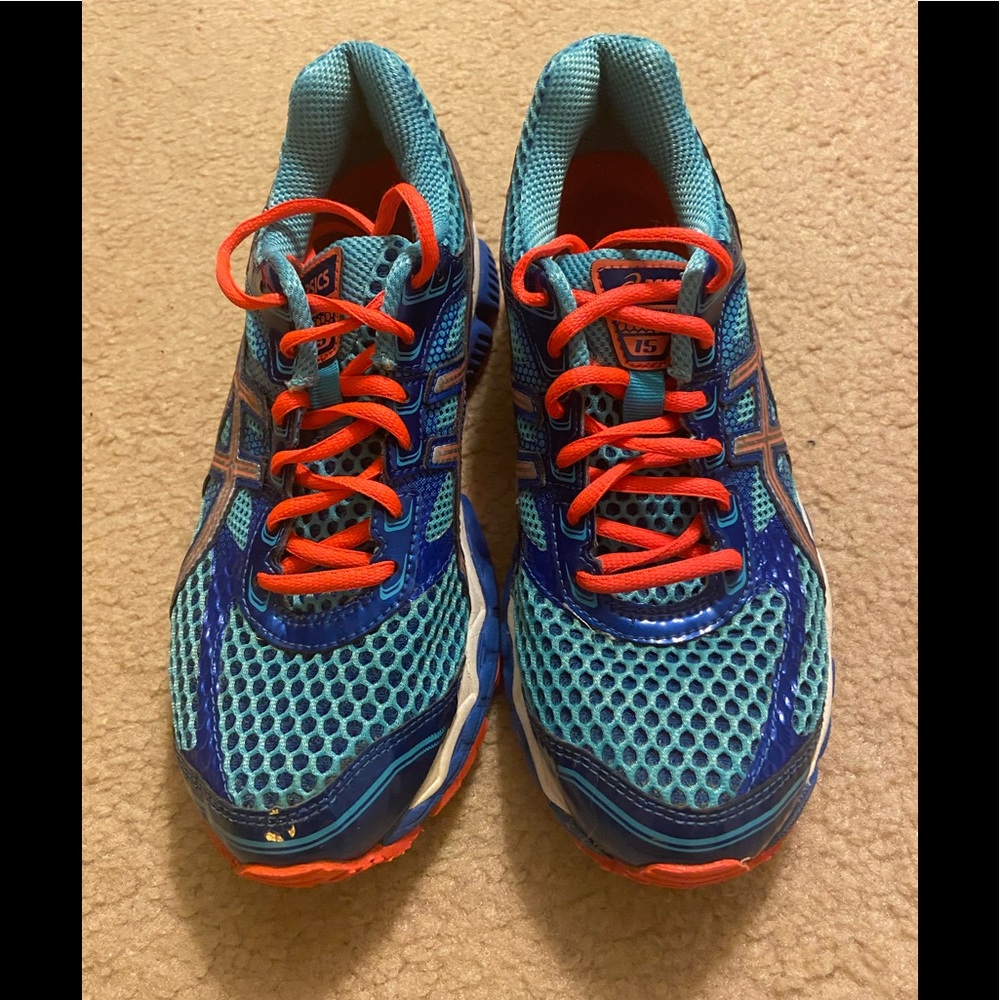 ASICS Women Blue/Orange Gel Cumulus 15-Size 8 M